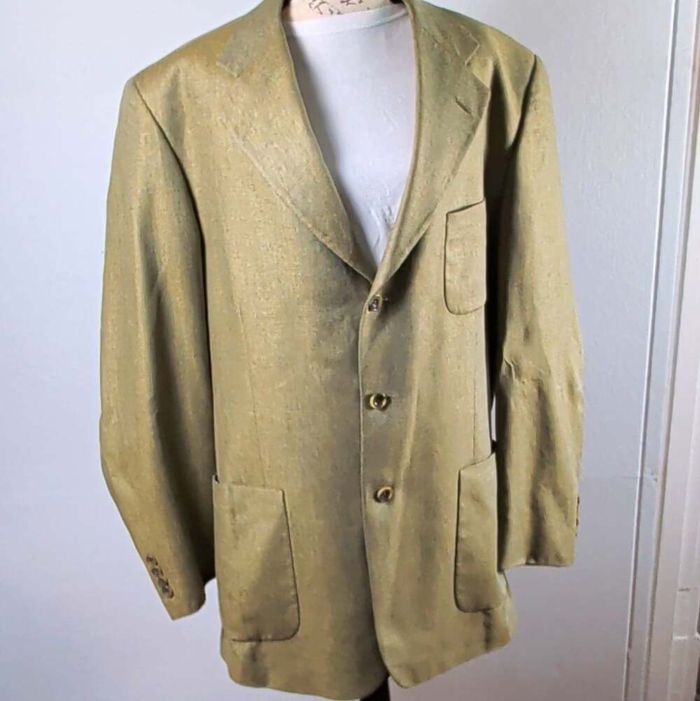 Vintage Hilton 1893 44 Long Sport Coat 100% Silk Blazer Made in USA Patch Pocket